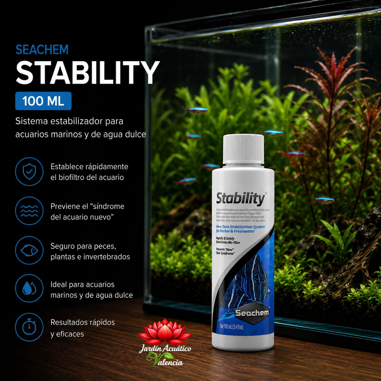 Seachem Stability – Bacterias beneficiosas para un acuario estable