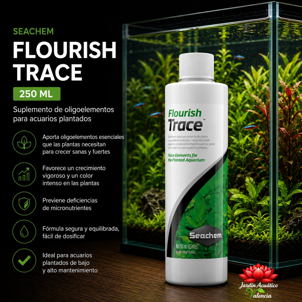 Seachem Flourish Trace 250 ml – Oligoelementos esenciales para plantas de acuario