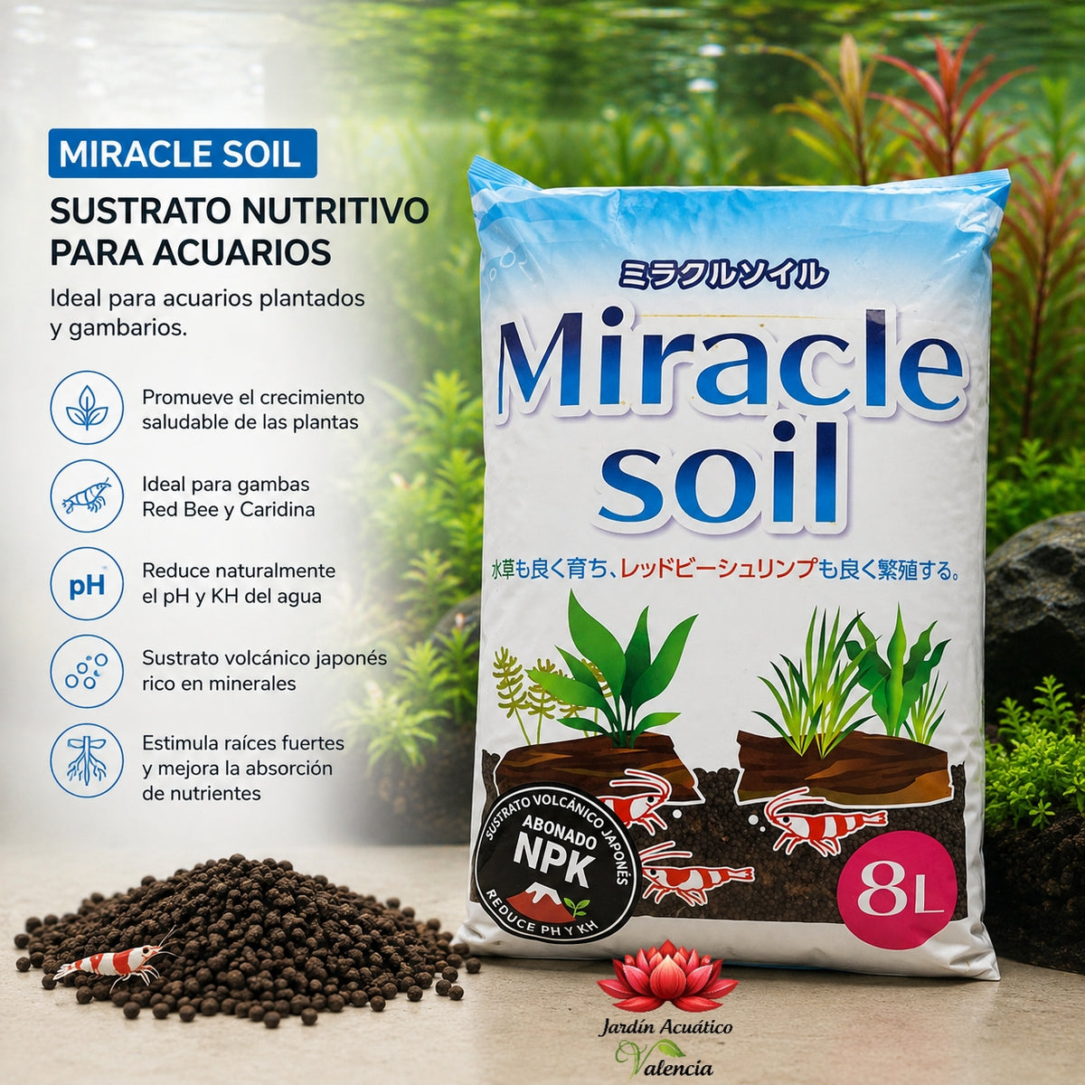 Miracle Soil 8 L – Sustrato nutritivo para acuarios plantados y aquascaping