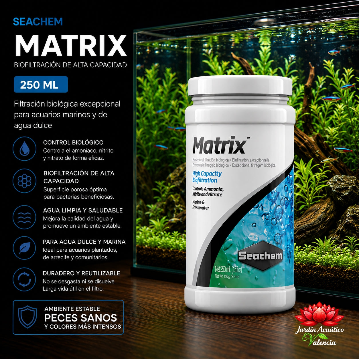 Seachem Matrix 250 ml – Filtración biológica de alta capacidad para tu acuario